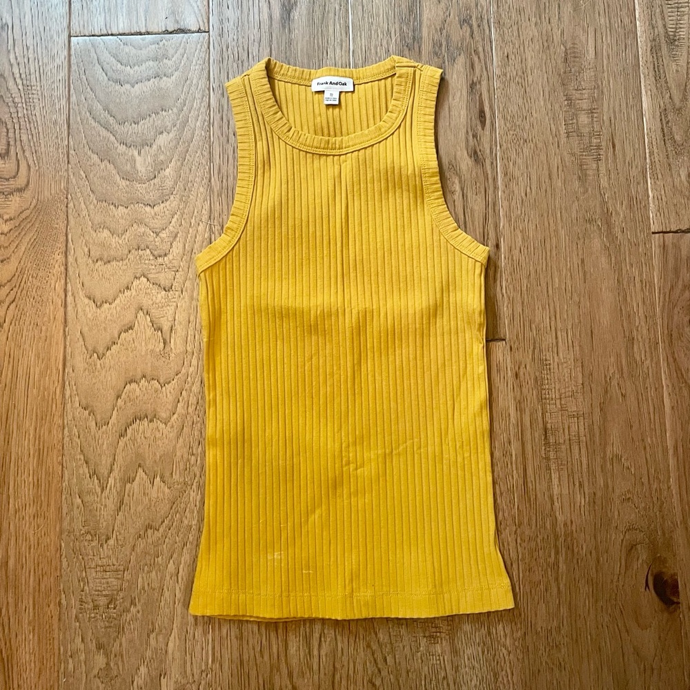 NWOT Frank + Oak Slim Fit Sport Neck Tank in Dark Yellow